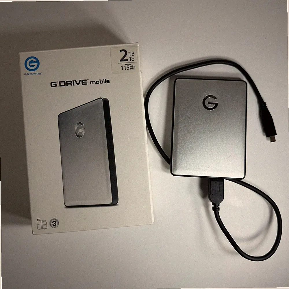 G Technology G-Drive Mobile 2TB USB 3.0 External HDD With Cord Silver